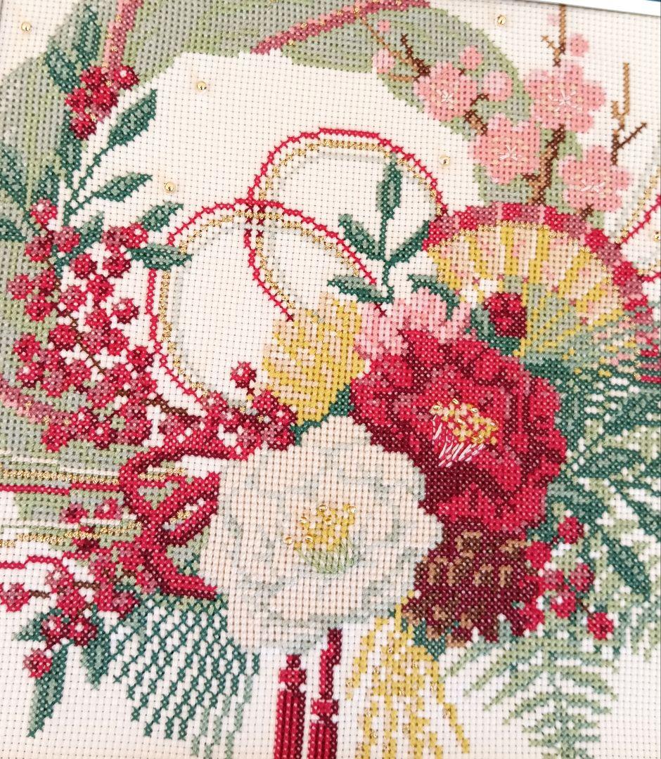 ◆完成品◆ホビーラホビーレクロスステッチフレーム〈輪飾り〉