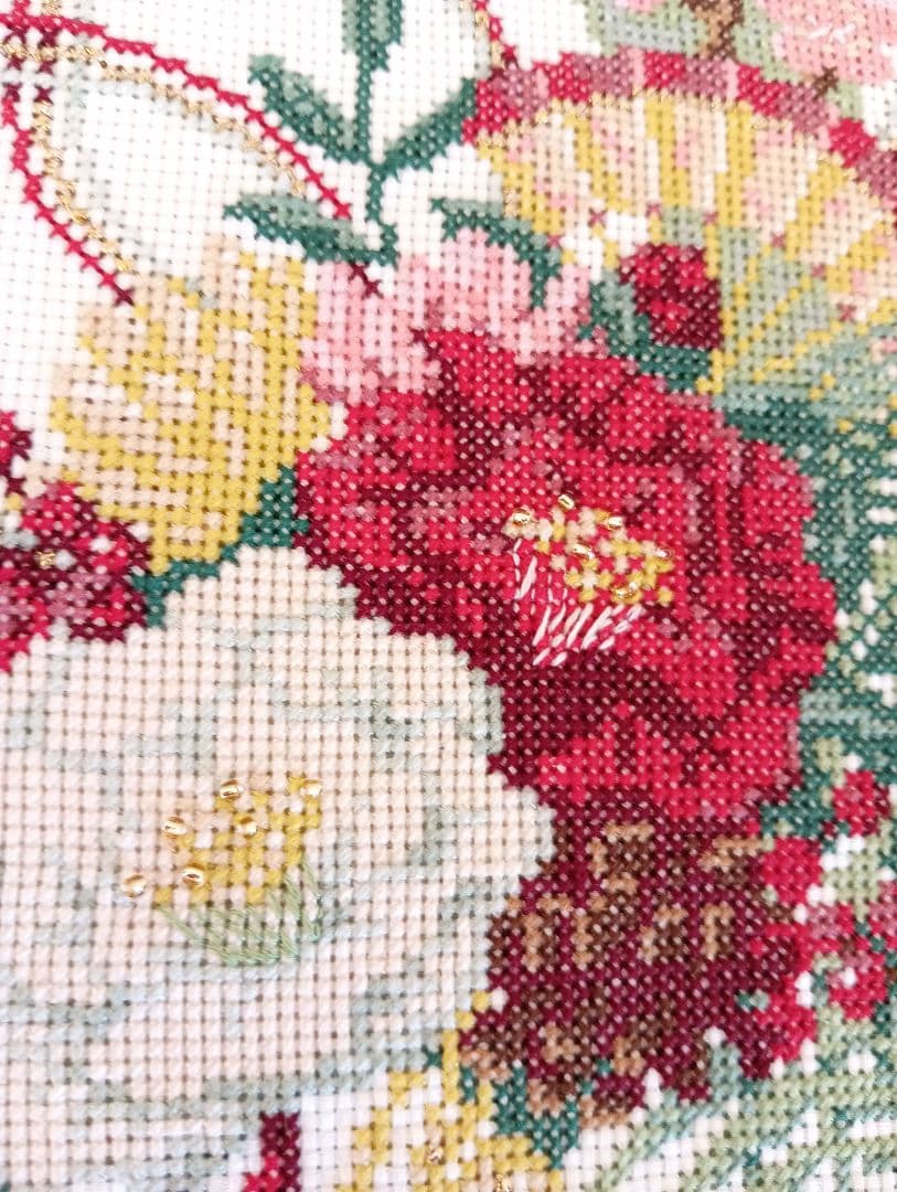 ◆完成品◆ホビーラホビーレクロスステッチフレーム〈輪飾り〉