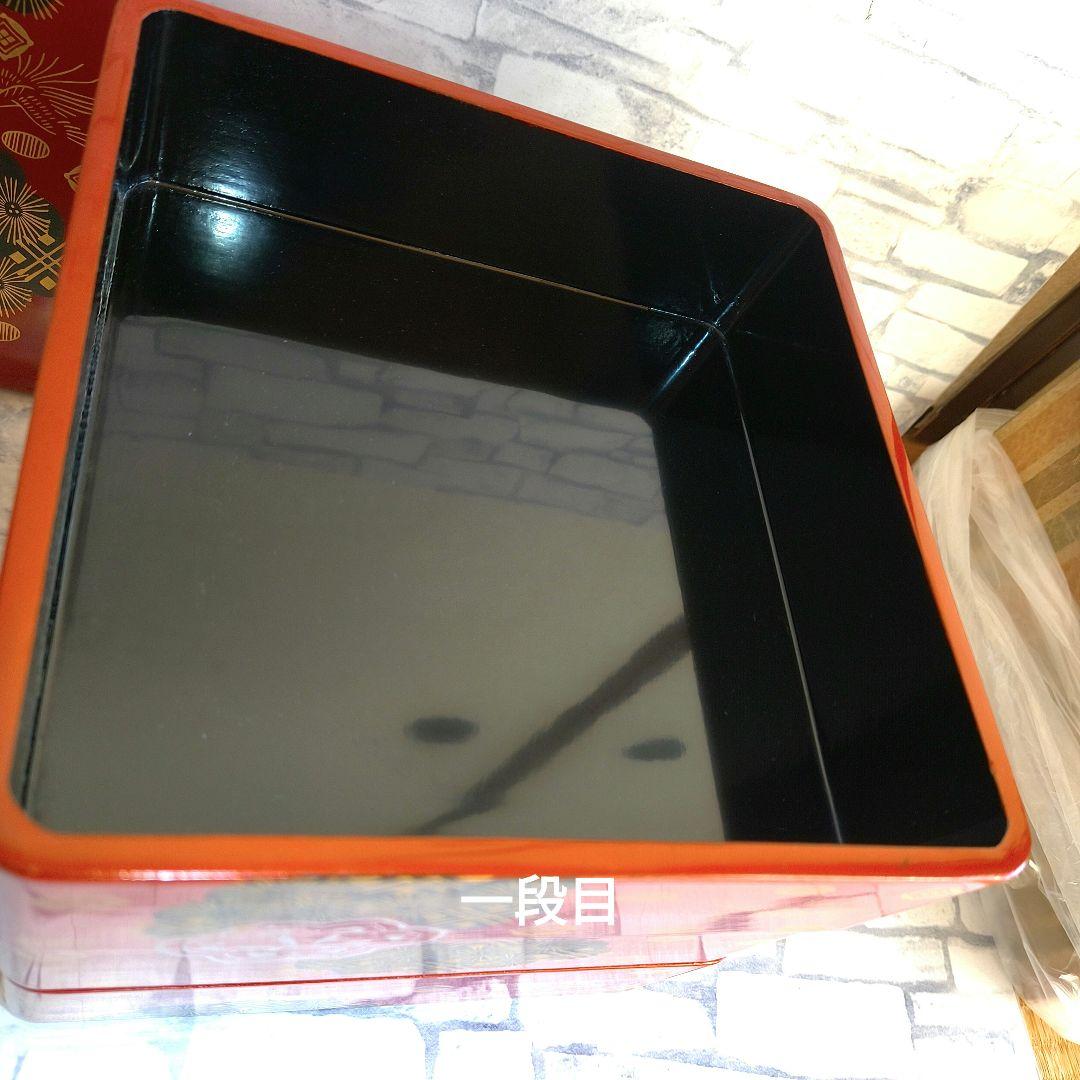 【新品未使用】重箱 3段収納蓋付 会津錦絵 木製漆器