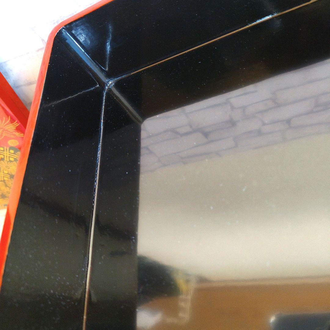 【新品未使用】重箱 3段収納蓋付 会津錦絵 木製漆器