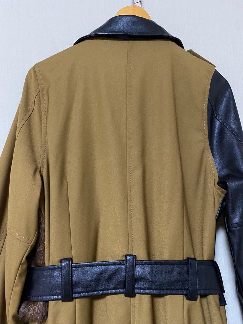 Belle vintage 異素材ドッキングレザートレンチコート　フリー