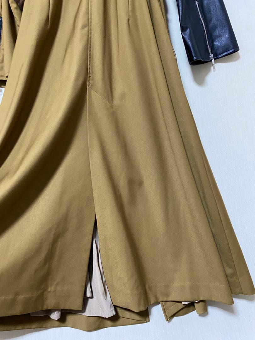 Belle vintage 異素材ドッキングレザートレンチコート　フリー