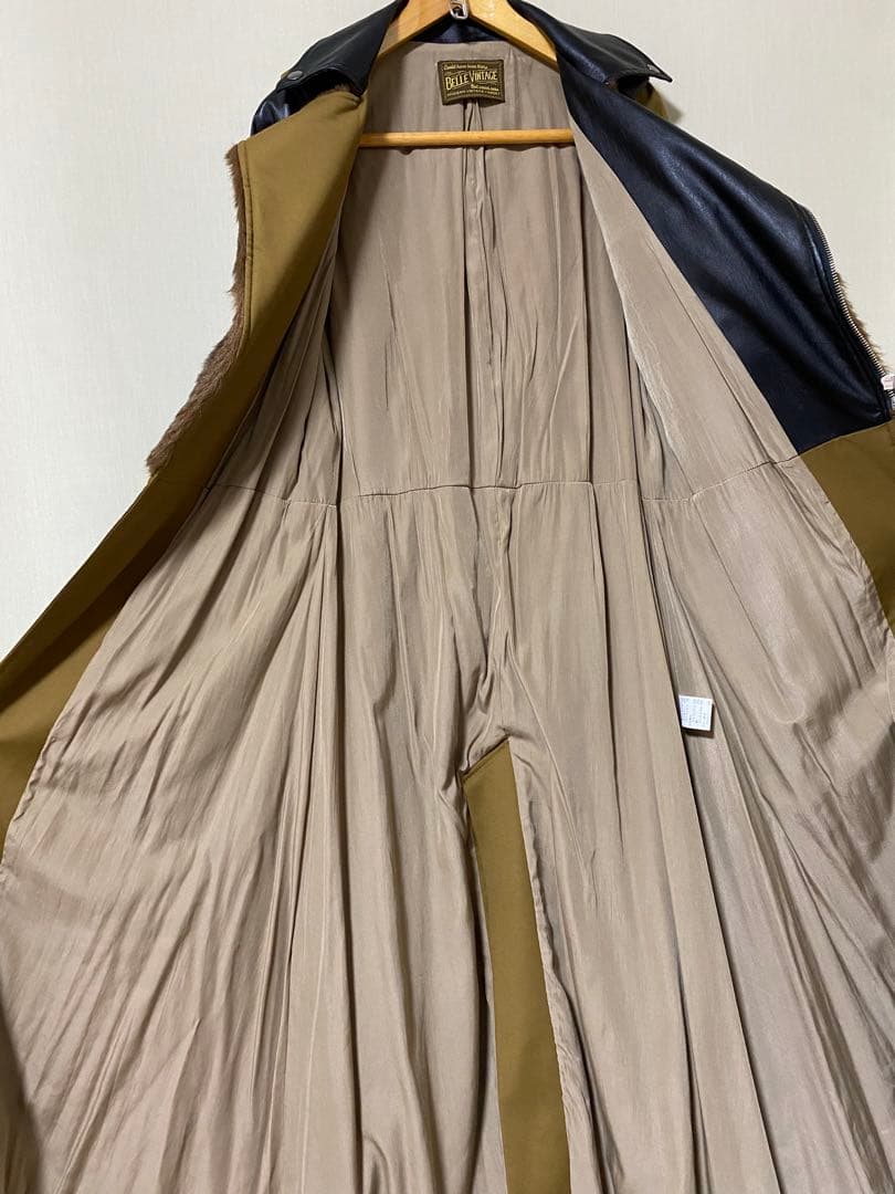 Belle vintage 異素材ドッキングレザートレンチコート　フリー