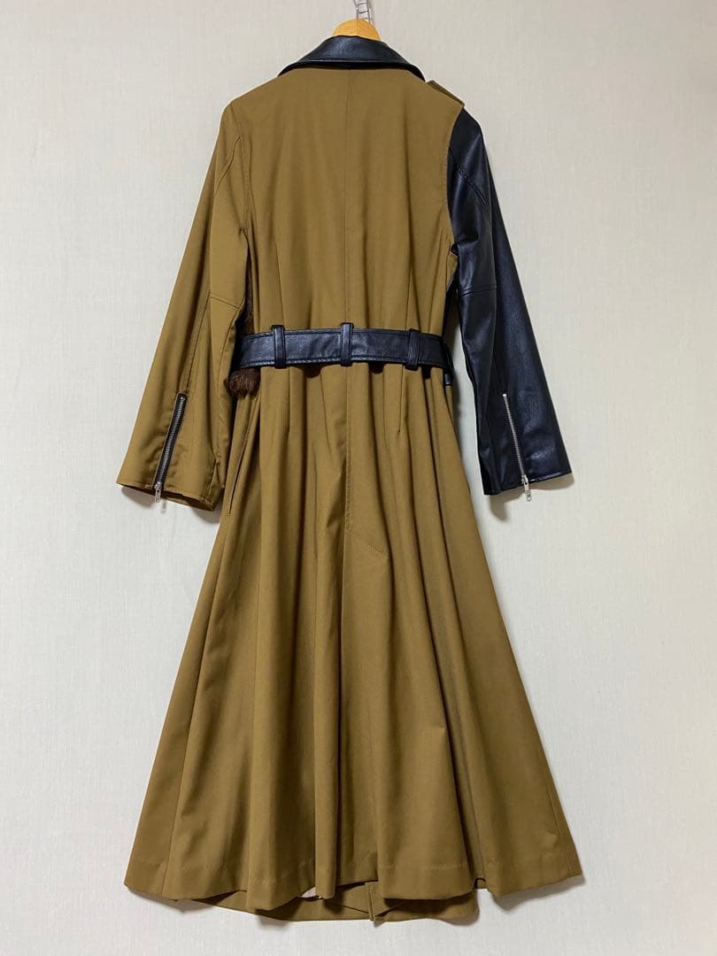 Belle vintage 異素材ドッキングレザートレンチコート　フリー
