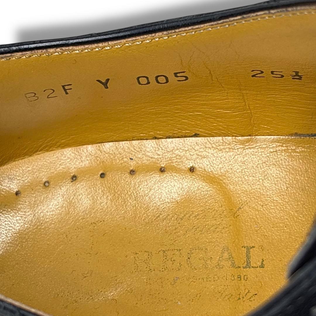 美品■REGAL【25.5】ウィングチップ 本革 革靴 ブラック フルブローグ