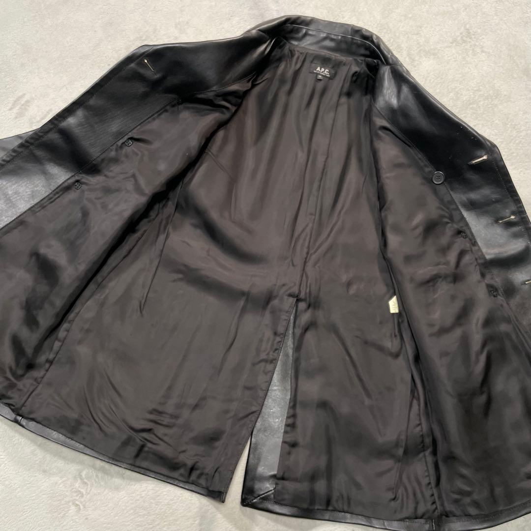 A.P.C アーペーセー 牛革 レザー Pコート ブラック　M
