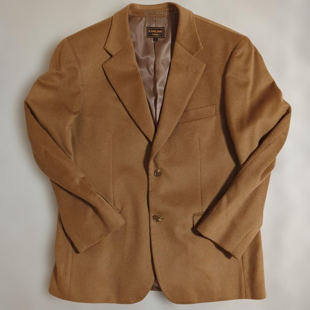 美品　G.GAGLIANO　カシミア100　テーラードジャケット　キャメル　LL