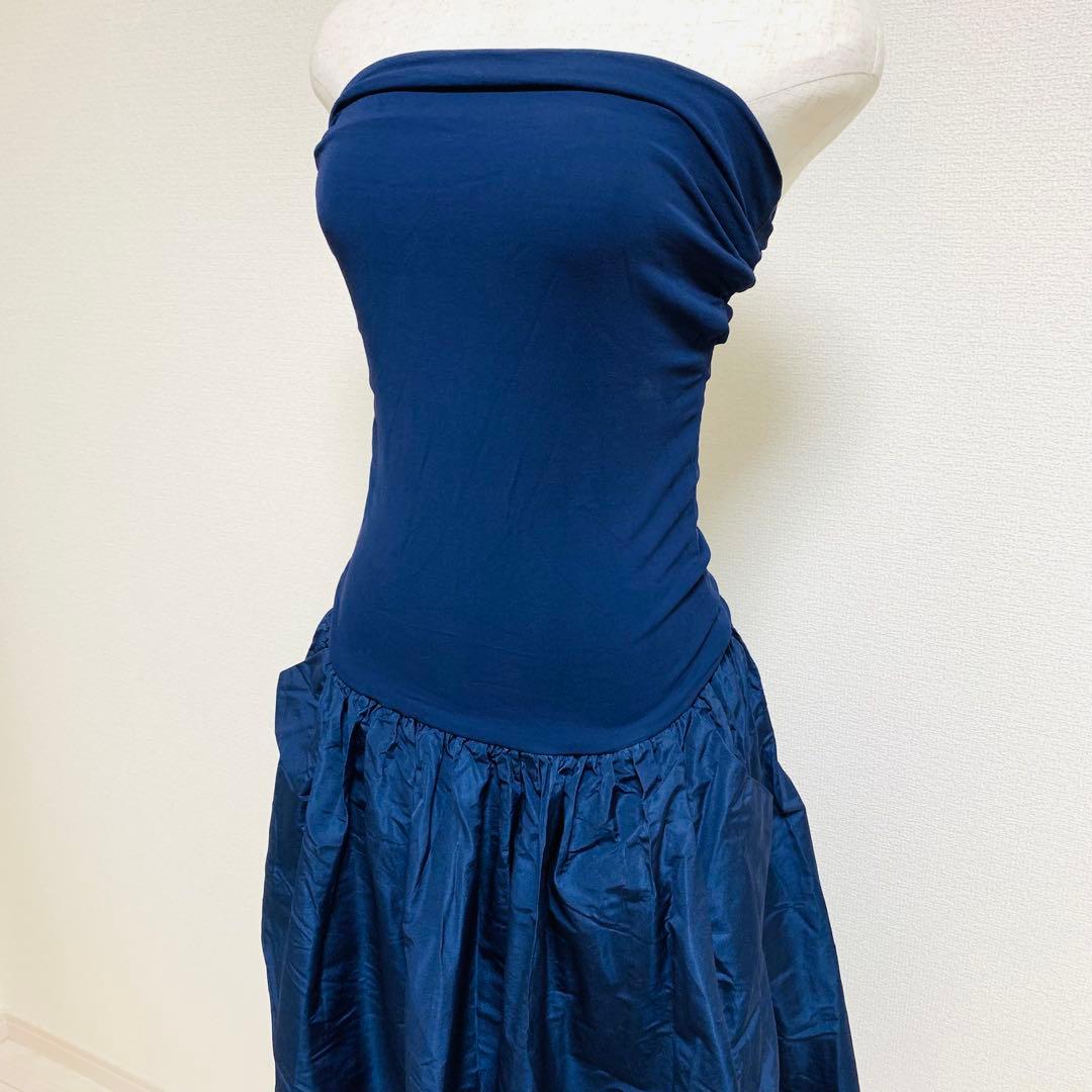 ミュウミュウ ベアトップワンピース イタリア製 ネイビーブルー 美品