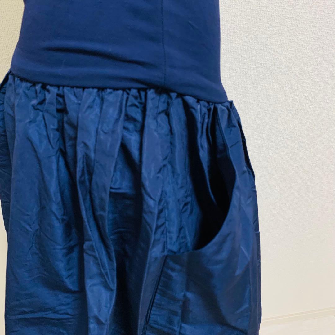 ミュウミュウ ベアトップワンピース イタリア製 ネイビーブルー 美品