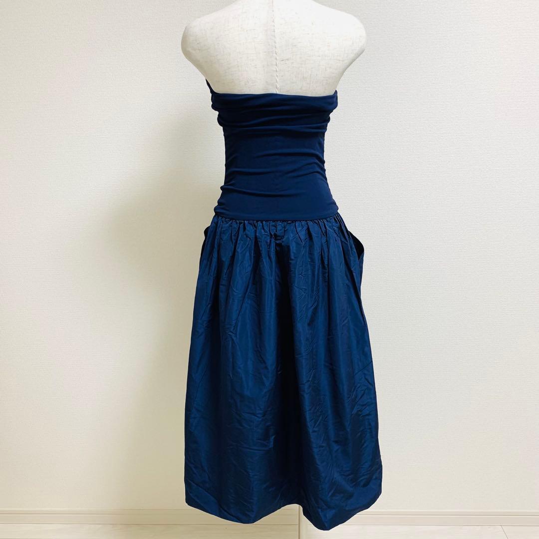 ミュウミュウ ベアトップワンピース イタリア製 ネイビーブルー 美品