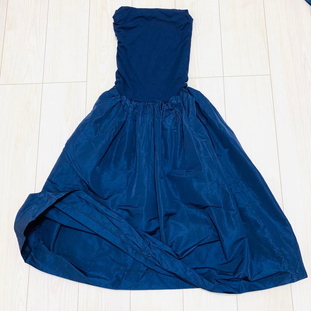 ミュウミュウ ベアトップワンピース イタリア製 ネイビーブルー 美品