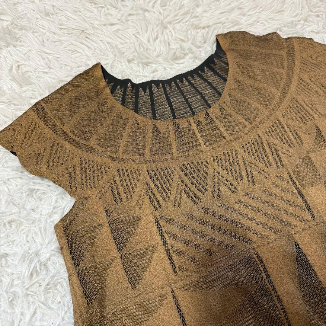 【PLEATS PLEASE】プリーツ プリーズ 半袖 ワンピース 総柄