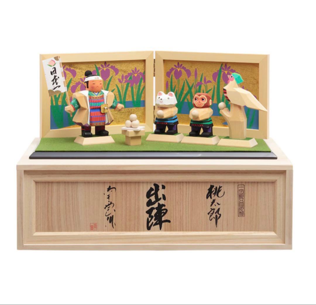 人形の久月　南雲作　伊予一刀彫　桃太郎　出陣