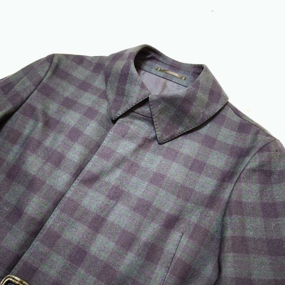 極美品 トゥモローランド ロロピアーナ チェック ダブルブレストコート 46