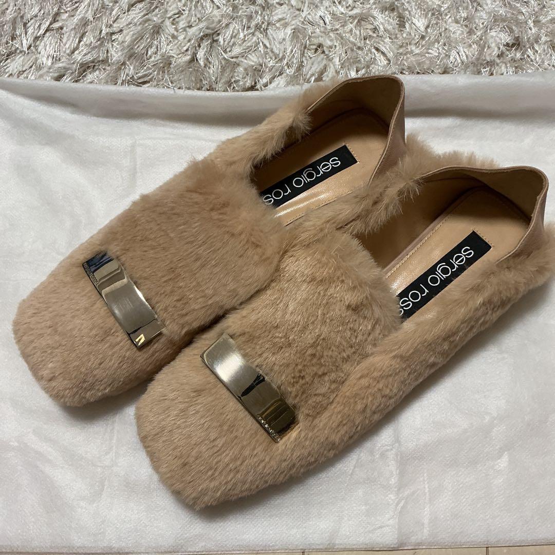 【新品】セロジオロッシ　Sergio Rossi ファー素材 靴 38