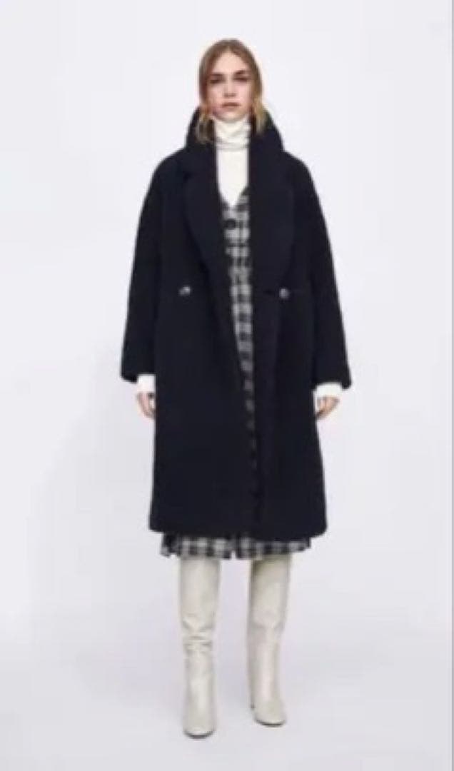 ZARA ボアコート　テディベアコート　ネイビー XS タグ付