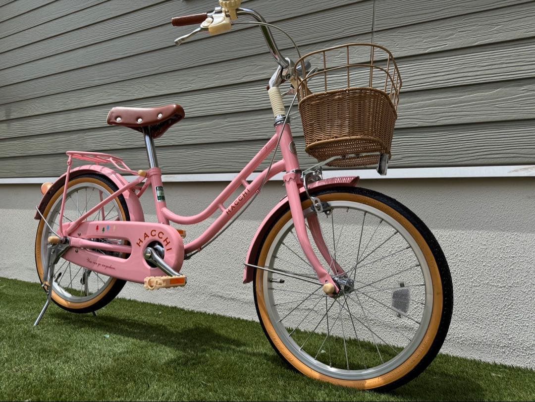 HACCHI 子供用自転車 ピンク バスケット・両立スタンド付き