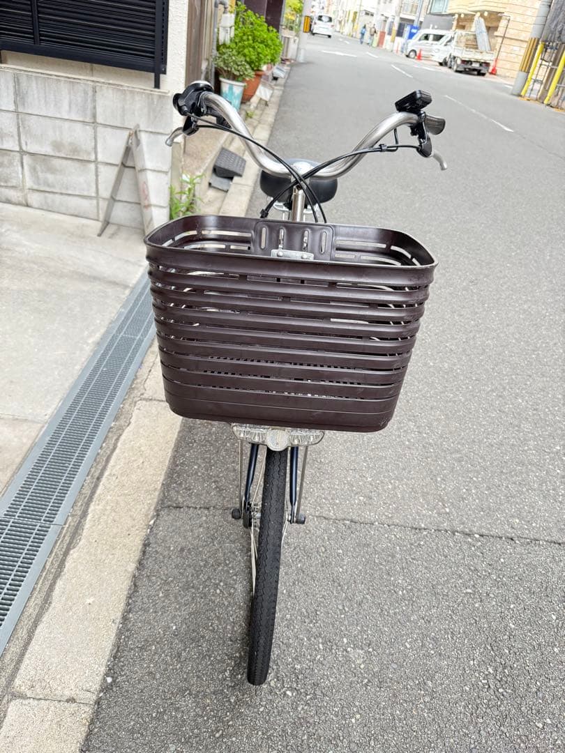 大阪府　パナソニック　電動アシスト自転車 ネイビー 前カゴ付き　24インチ
