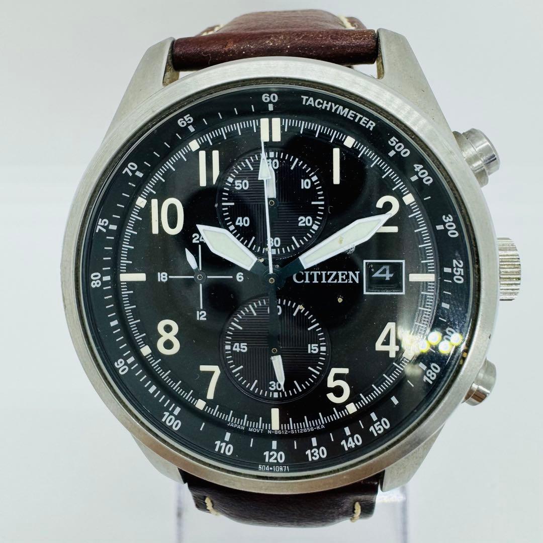 ✨CITIZEN✨シチズン✨エコドライブ✨クロノグラフ✨デイト✨ブラック✨腕時計