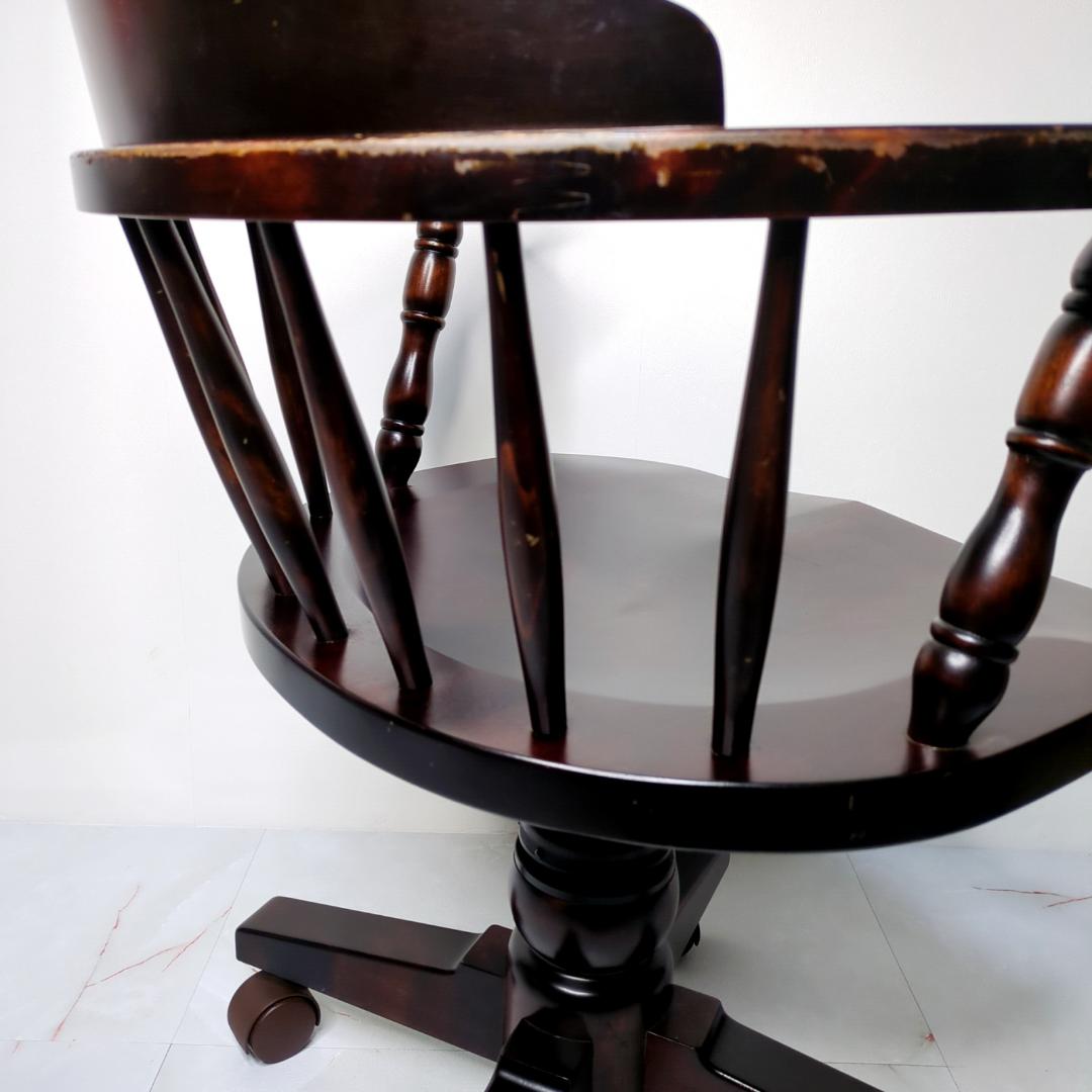 北海道民芸家具 デスクチェア キャプテンチェア キャスター付 椅子 樺 無垢材