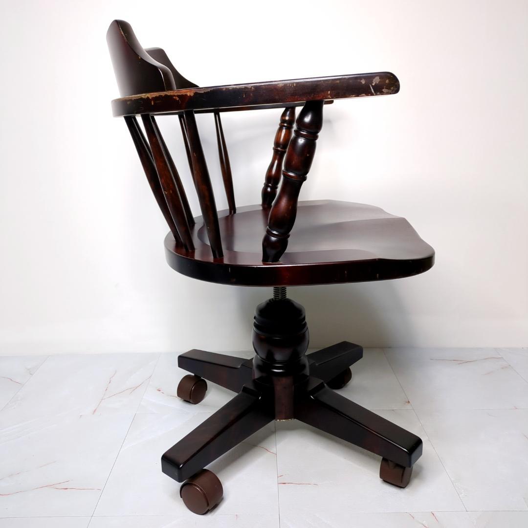 北海道民芸家具 デスクチェア キャプテンチェア キャスター付 椅子 樺 無垢材