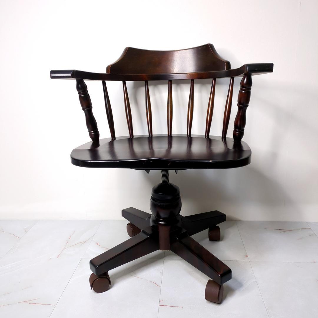 北海道民芸家具 デスクチェア キャプテンチェア キャスター付 椅子 樺 無垢材