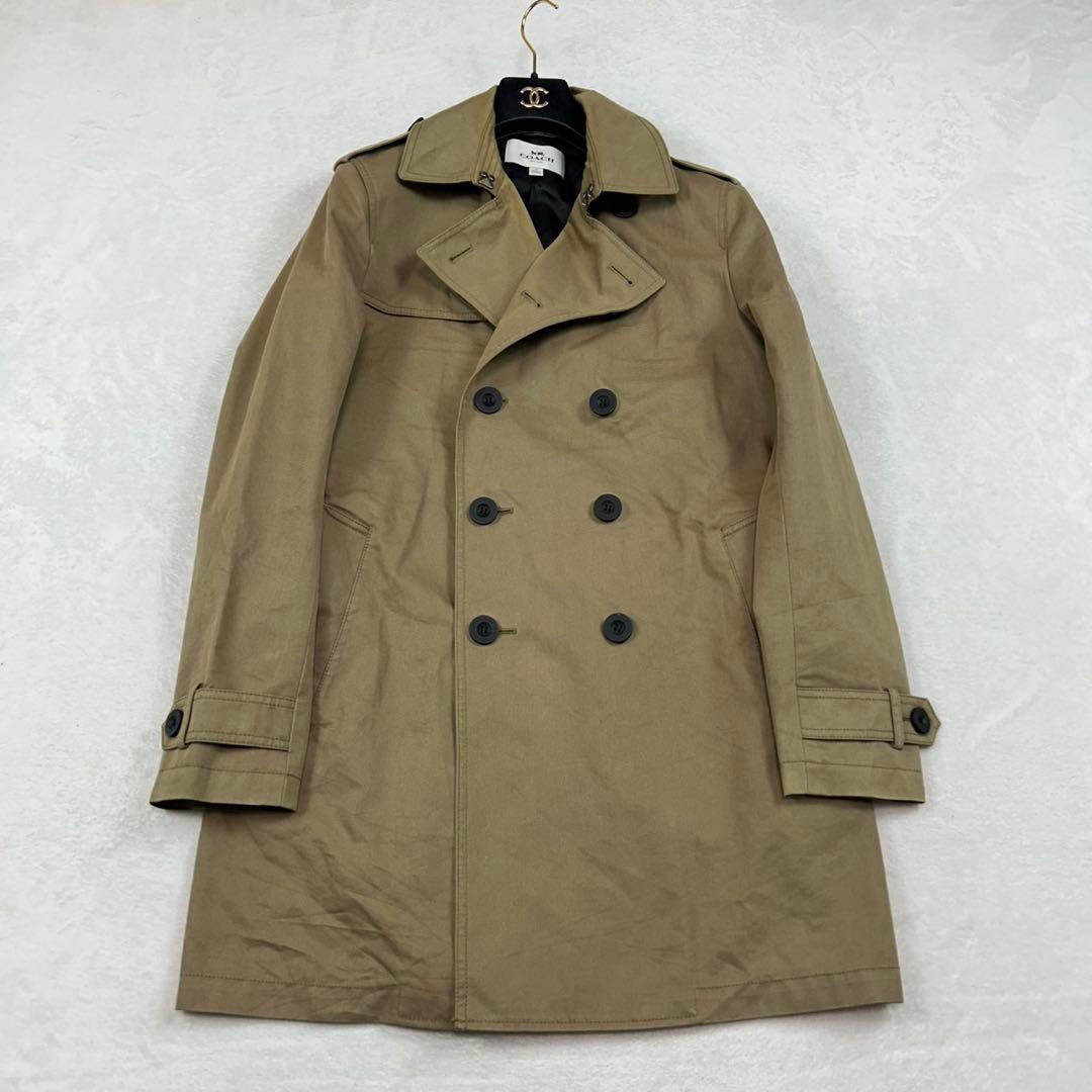 K377 S コーチ ダブル ベルト付き トレンチコート ブラウン メンズ