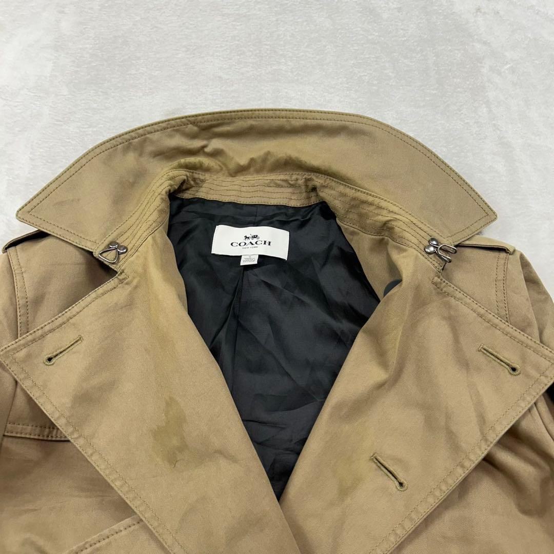 K377 S コーチ ダブル ベルト付き トレンチコート ブラウン メンズ