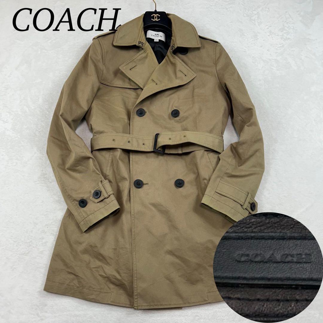 K377 S コーチ ダブル ベルト付き トレンチコート ブラウン メンズ