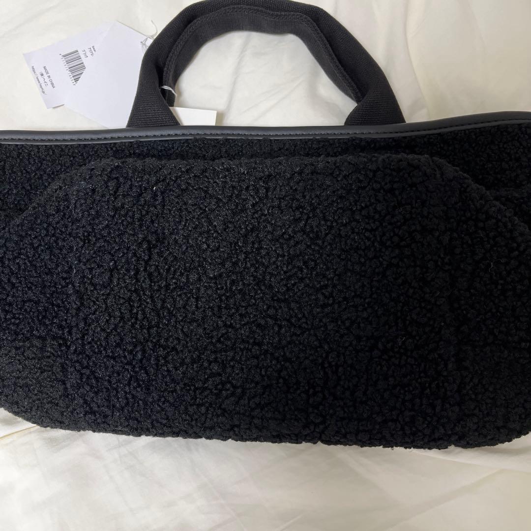 ボア素材 トートバッグ 黒 数字11