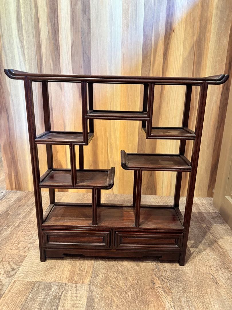 木製棚 ダークブラウン 引き出し付き