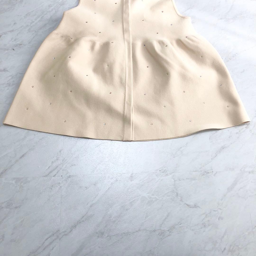 未使用級❤️ユナイテッドアローズ　マルチビジュー ニットベスト　ジレ　ベージュ