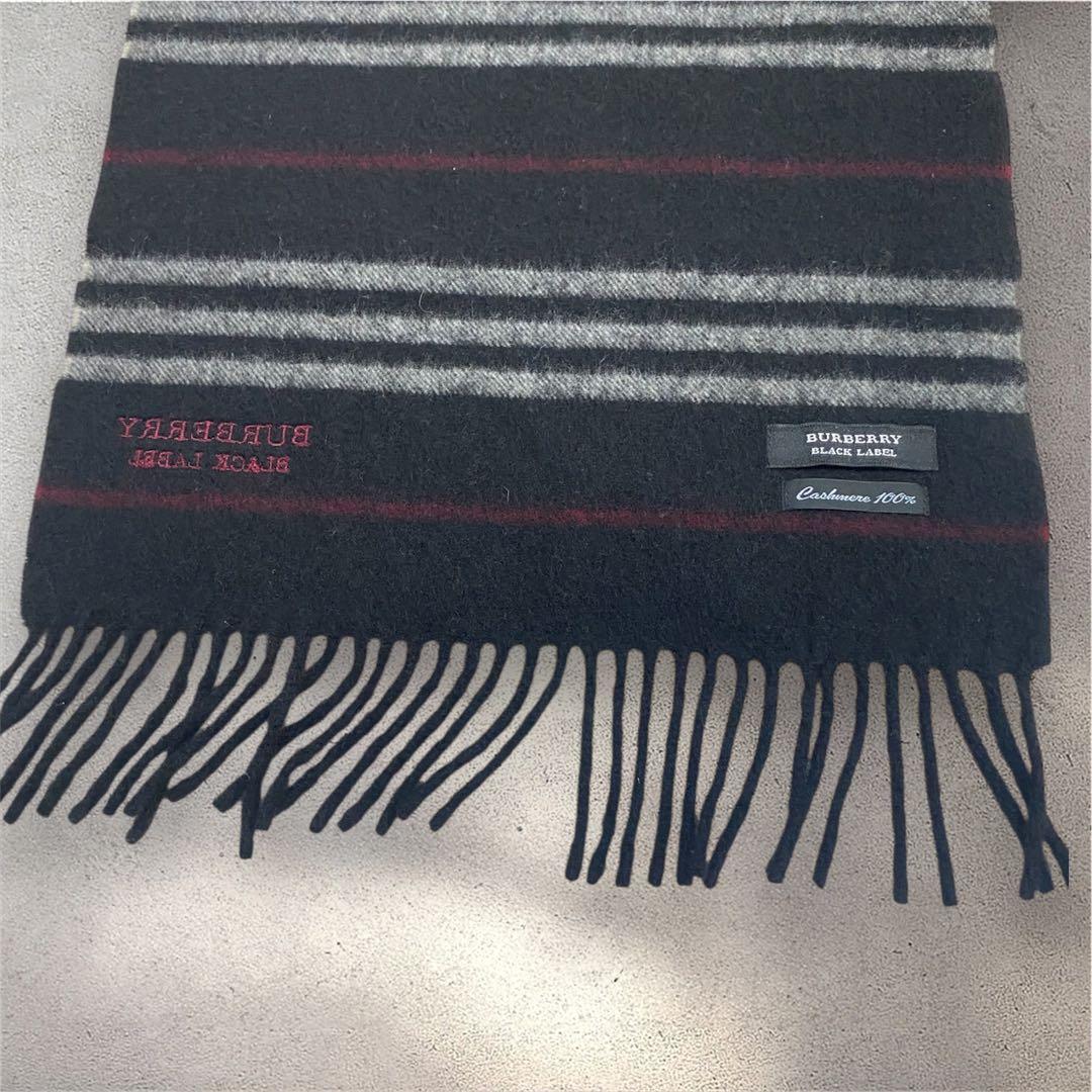 美品✨BURBERRY BLACK LABEL カシミヤ100% マフラー　黒