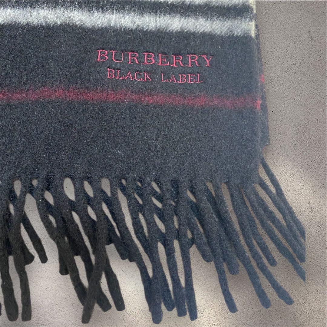 美品✨BURBERRY BLACK LABEL カシミヤ100% マフラー　黒