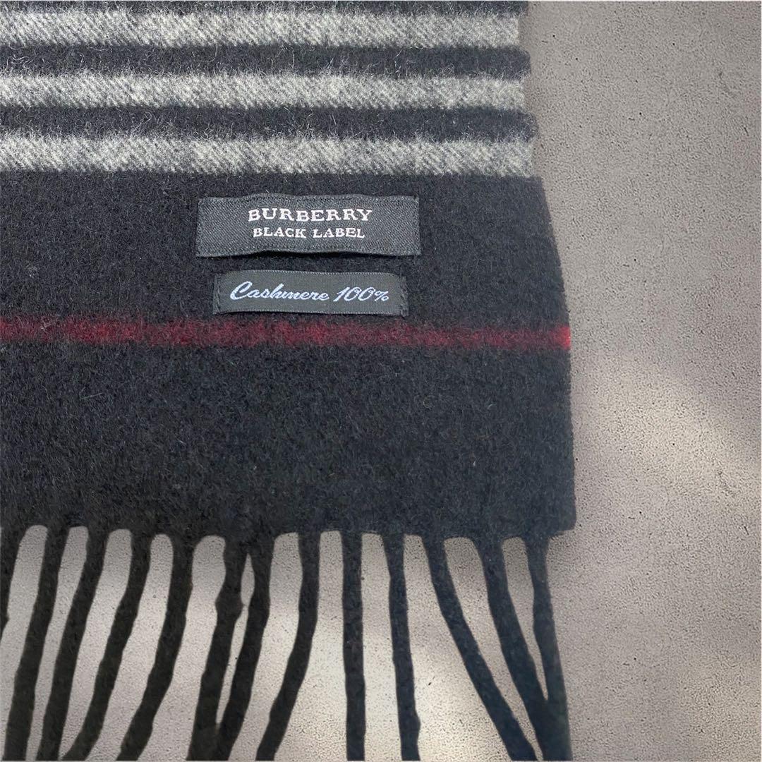 美品✨BURBERRY BLACK LABEL カシミヤ100% マフラー　黒