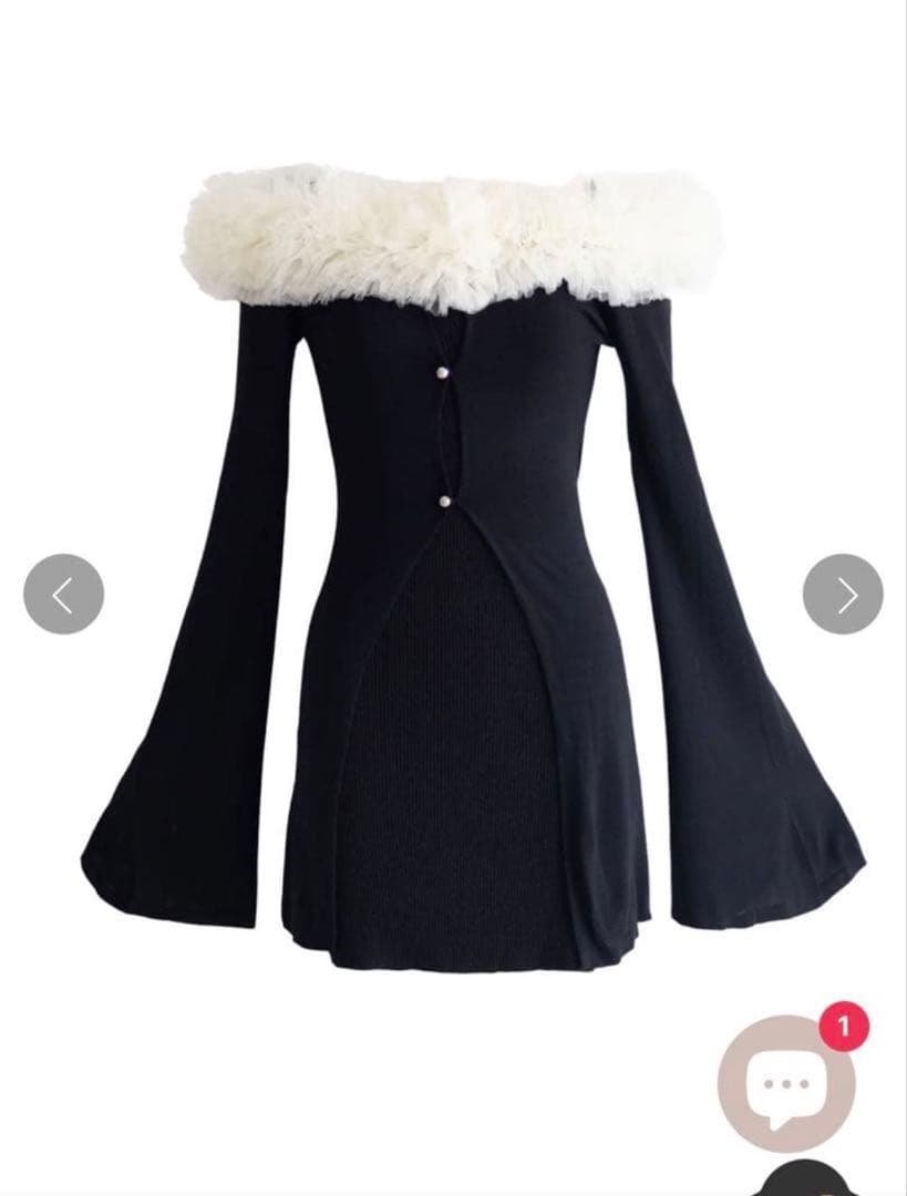 チュールオフショルアシンメトリーワンピー ス　randy XS