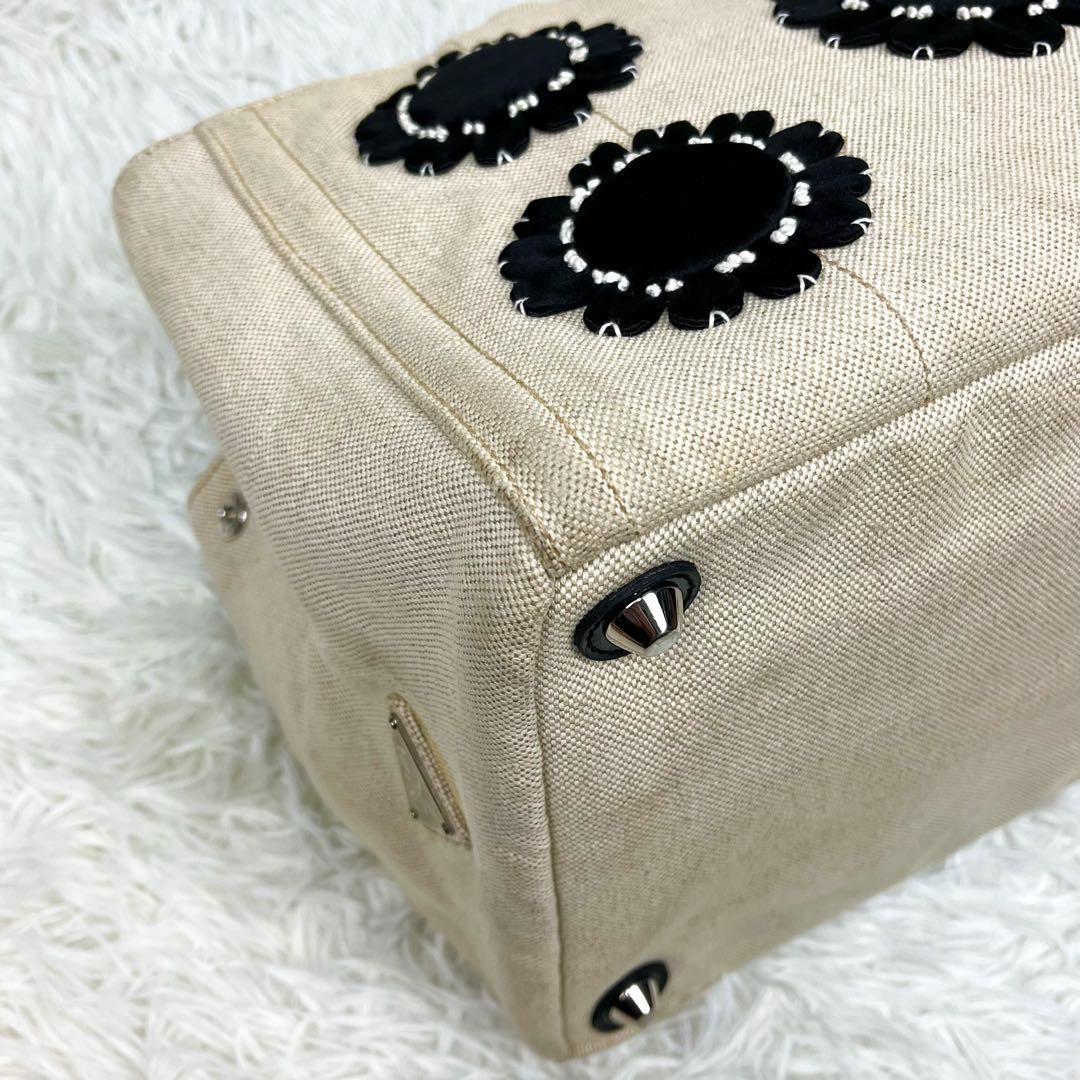 希少 プラダ カナパ フラワーデザイン トートバッグ キャンバス 大容量 A4可