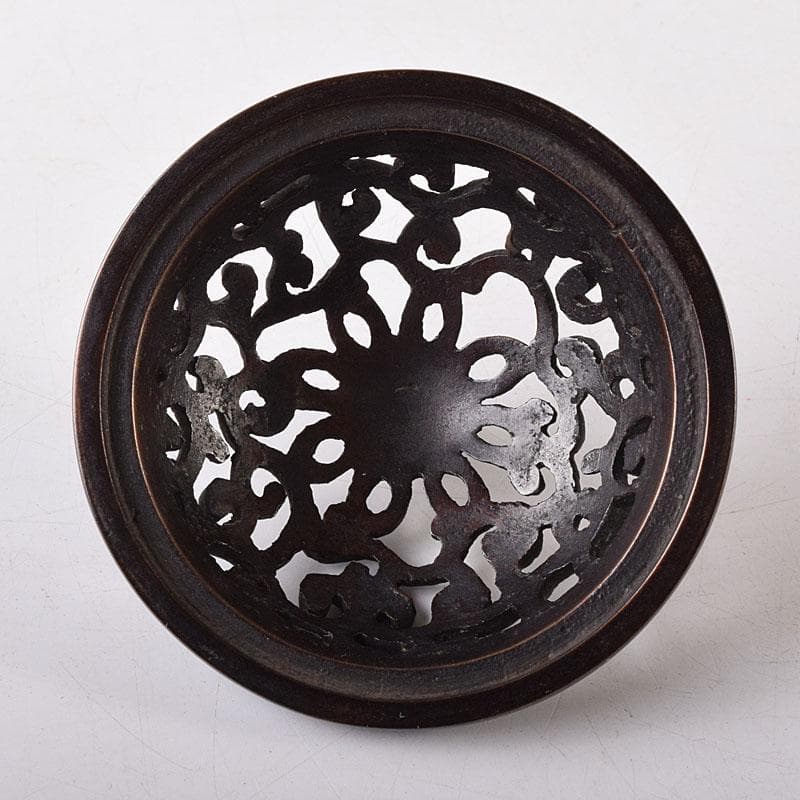 マル 茶道具　釜師　根来実三作　唐銅　火屋蓋置　共箱　V R8718