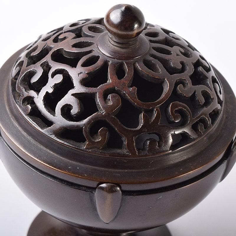 マル 茶道具　釜師　根来実三作　唐銅　火屋蓋置　共箱　V R8718