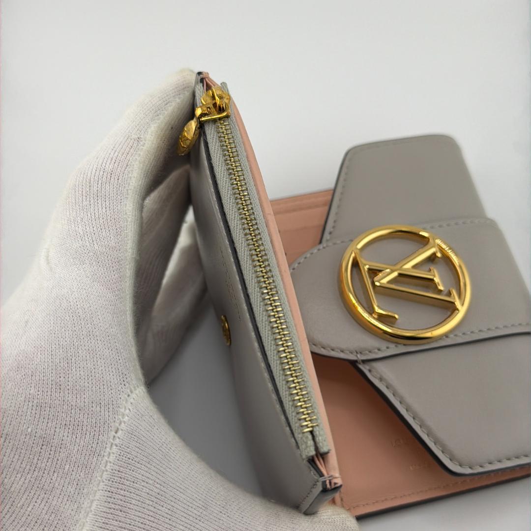 【並品】ルイヴィトン ポルトフォイユ LVポンヌフコンパクト グレー