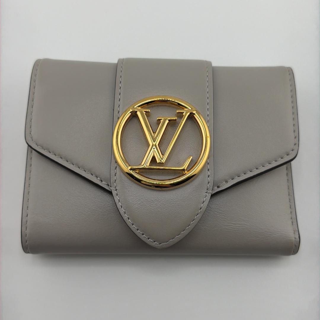 【並品】ルイヴィトン ポルトフォイユ LVポンヌフコンパクト グレー