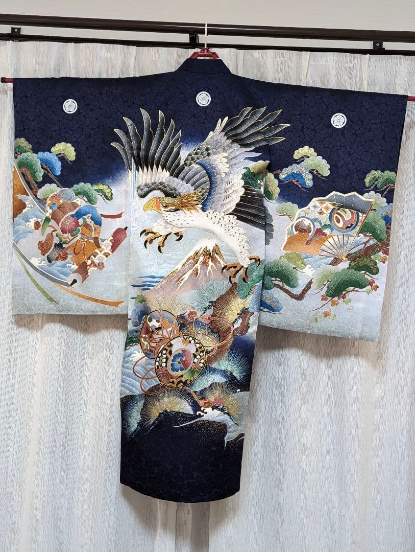 【あや】正絹　男の子お宮参り着物　産着　祝い着　長襦袢・小物付き　七五三