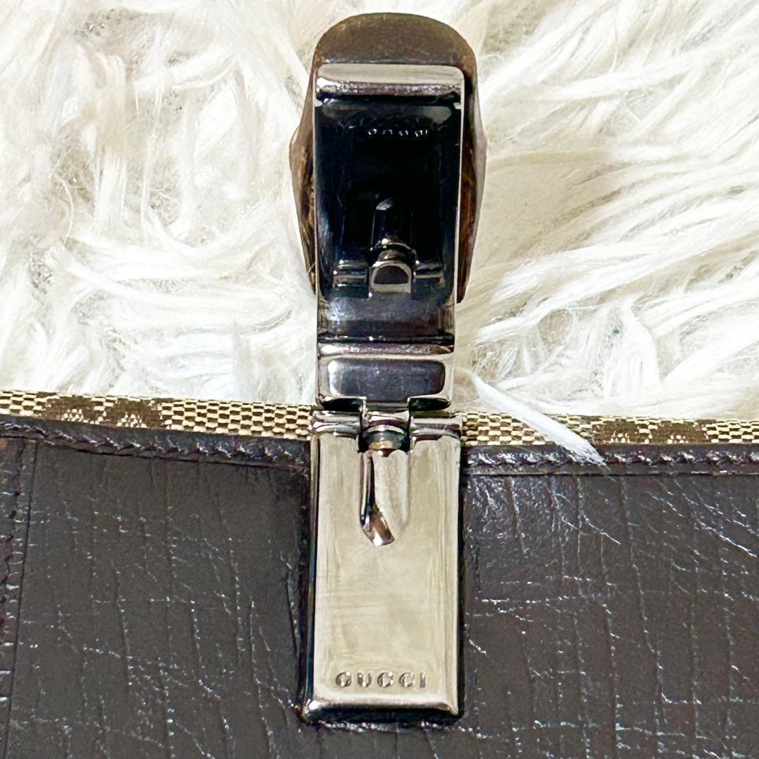【希少】GUCCI グッチ GG バンブー 2つ折り 財布 キャンバス ブラウン
