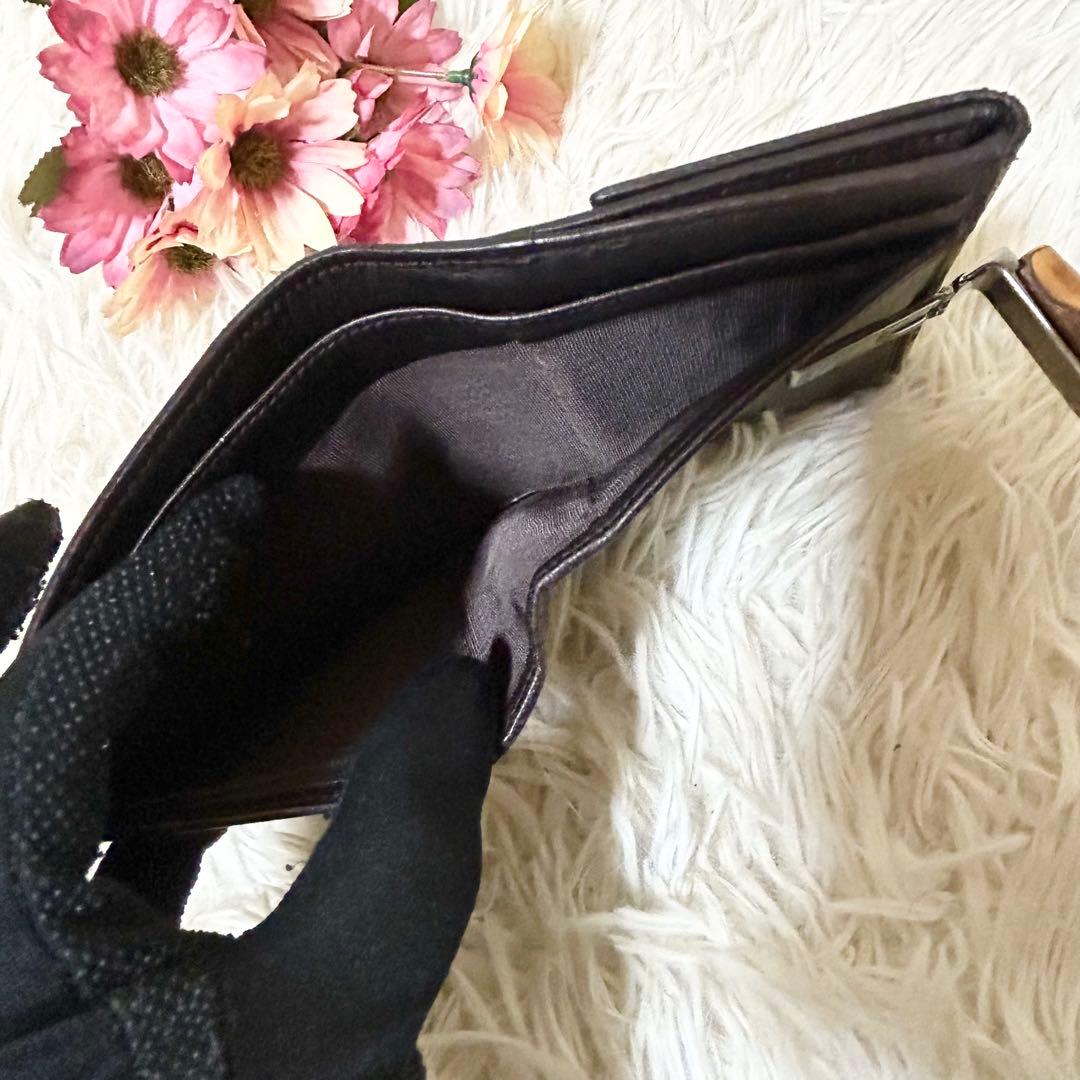 【希少】GUCCI グッチ GG バンブー 2つ折り 財布 キャンバス ブラウン