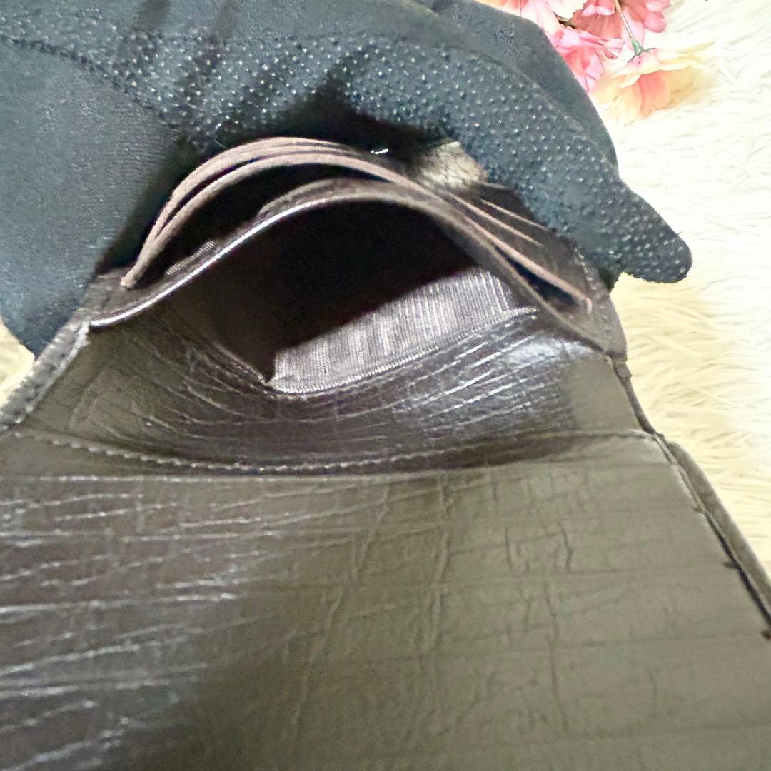 【希少】GUCCI グッチ GG バンブー 2つ折り 財布 キャンバス ブラウン