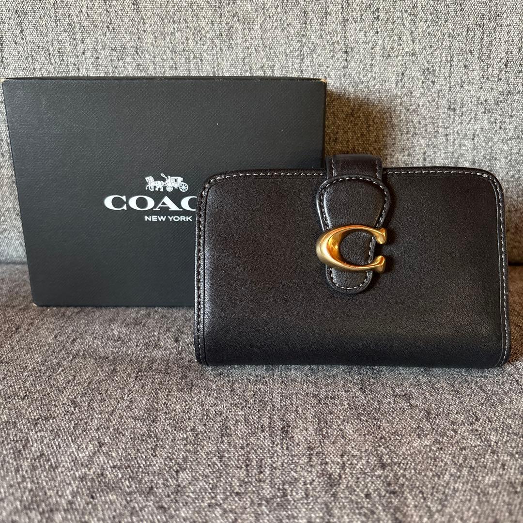 COACH タビー ミディアムウォレット 折り財布 ブラック