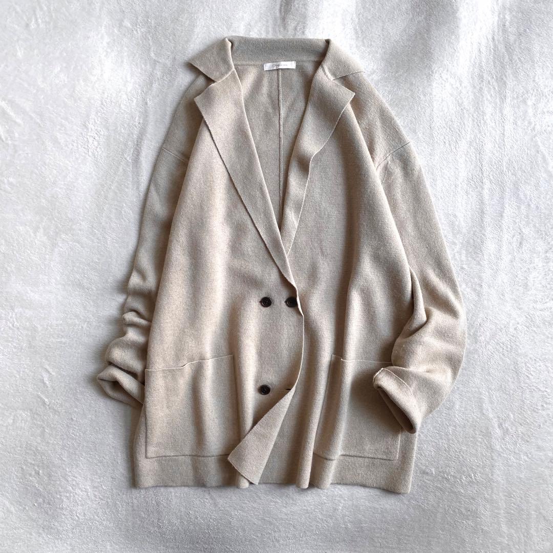 【定価3万✨】Plage カシミヤ混　ミラノリブニットジャケット　近年　ベージュ