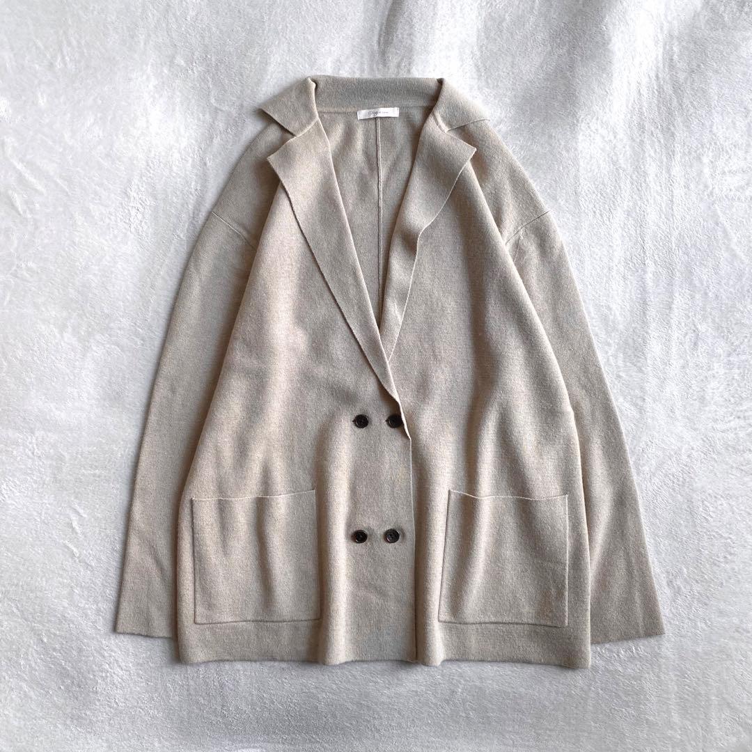 【定価3万✨】Plage カシミヤ混　ミラノリブニットジャケット　近年　ベージュ