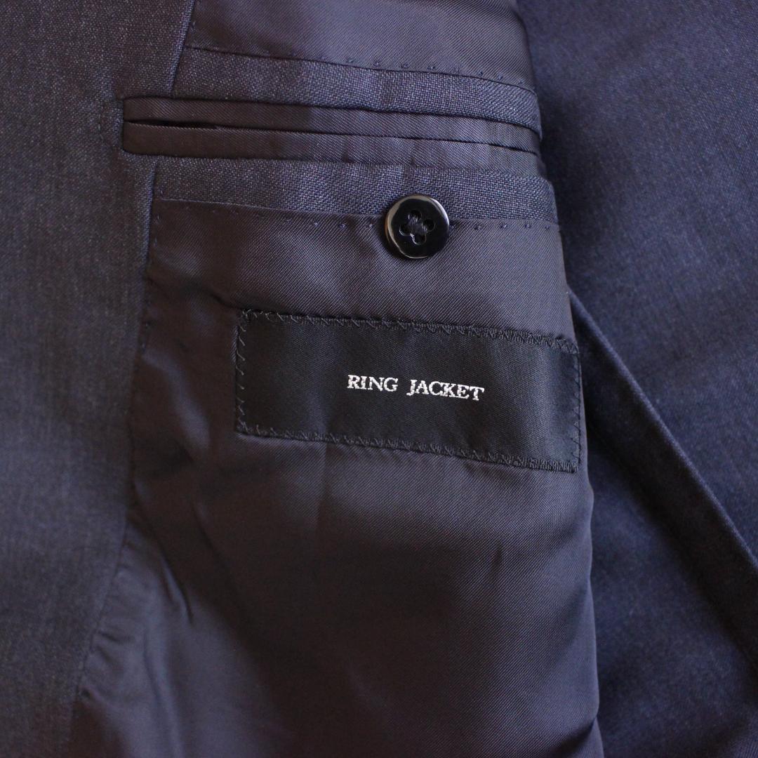 RING JACKET モヘヤ混セットアップスーツ Mサイズ ネイビー 本切羽