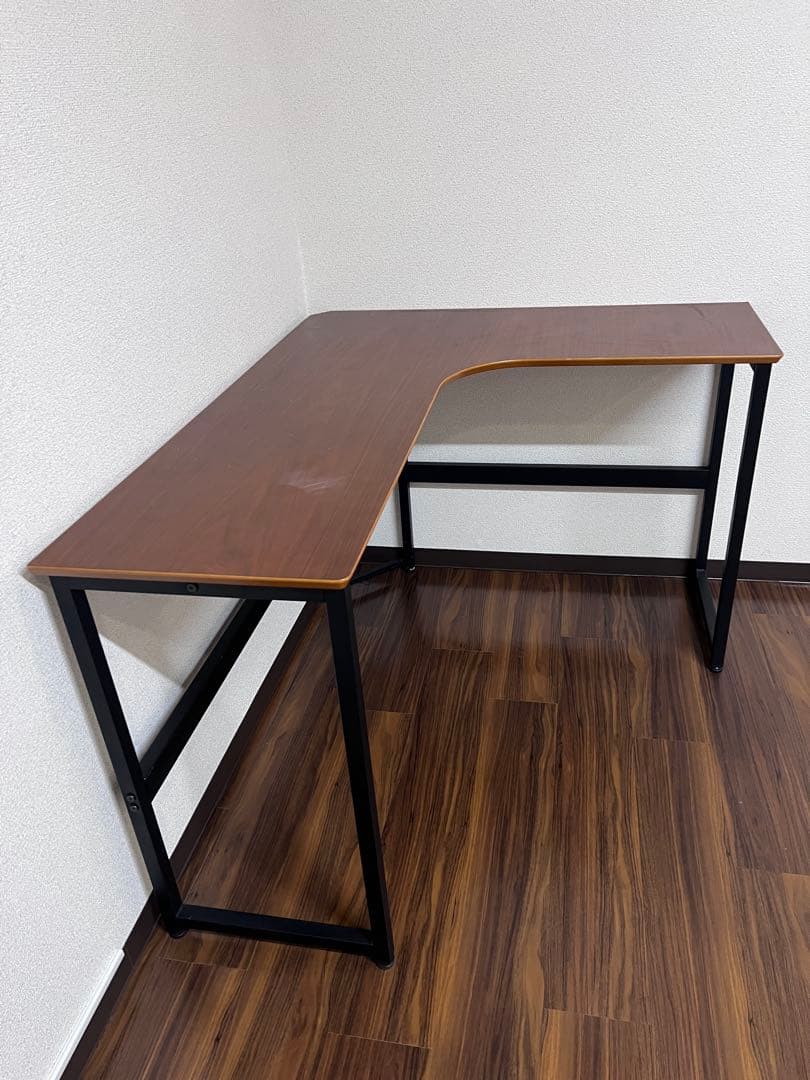 L字型ブラウンパソコンデスク 高さ72.5cm
